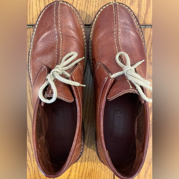 EUC Cole Haan leather loafer, cognac, size 11.5,tie closure,scuff mark pictured main image 6